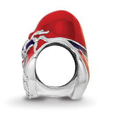 Sterling Silver 925 Red Hat Society Enameled Bead Polished Finish Solid Charm